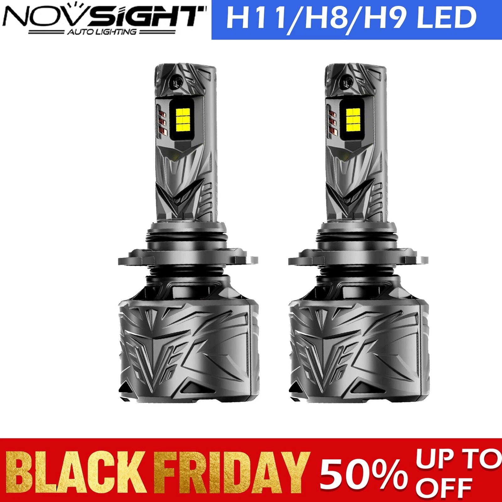 2X H11 H9 LED Headlight Bulbs for NOVSIGHT (80000LM)