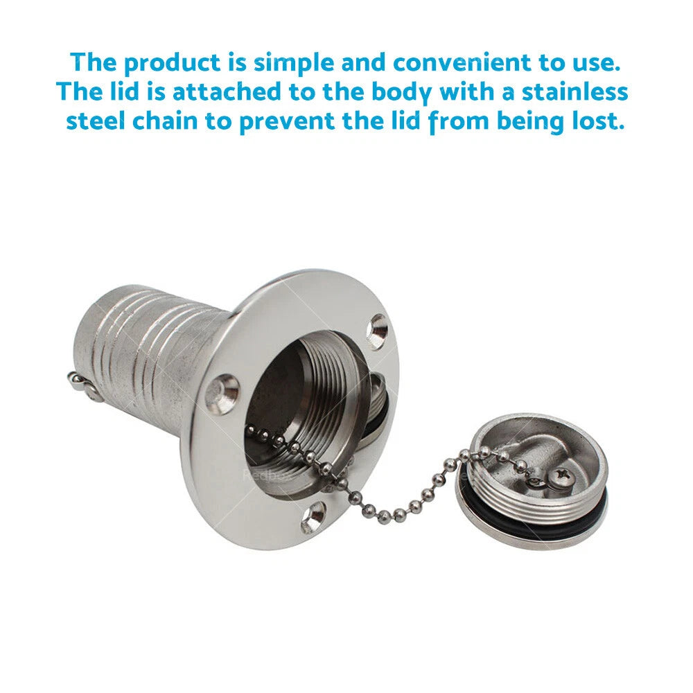 Keyless Water Deck Fill Filler for Marine Boat (1-1/2", Polished 316 Stainless Steel)