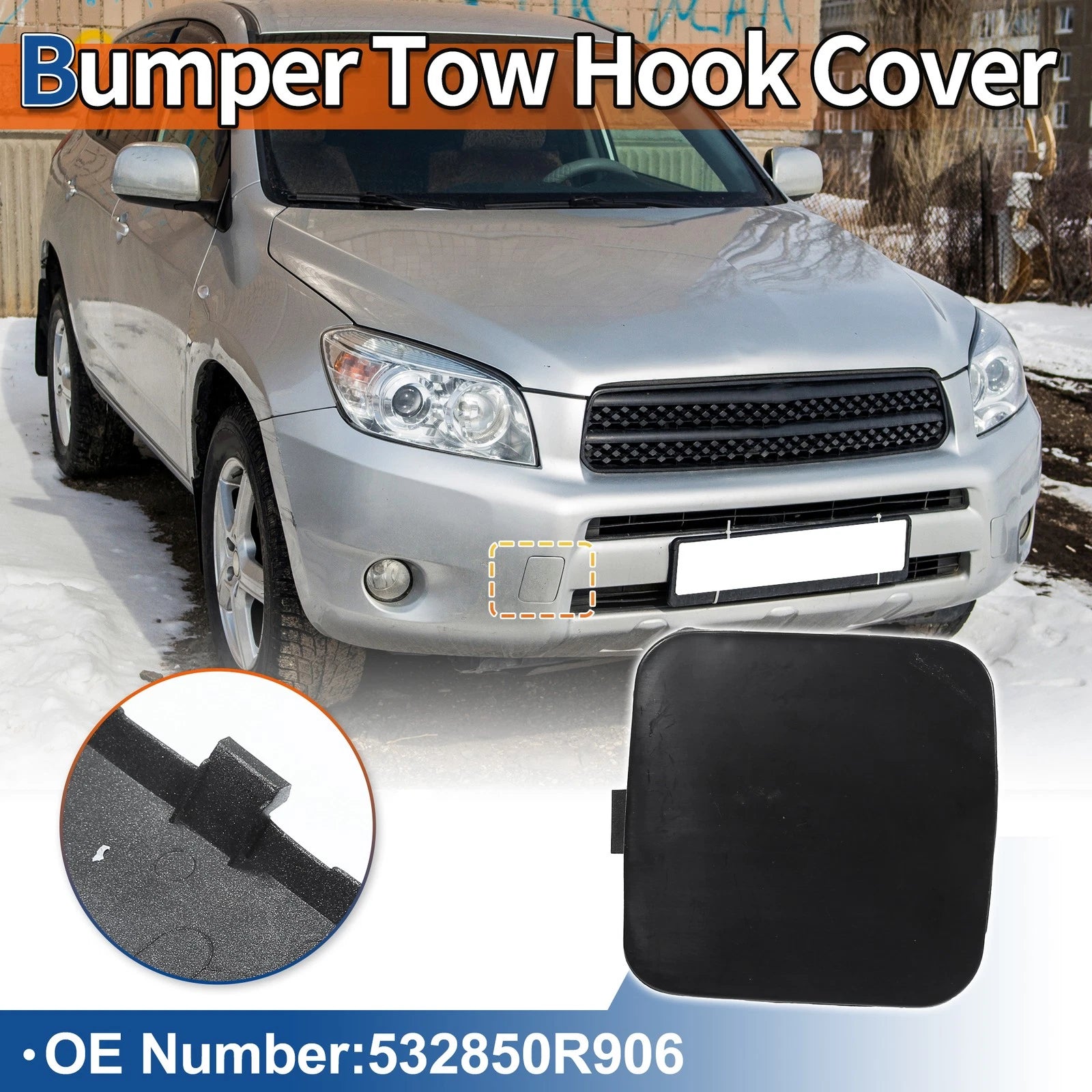 Tow Hook Cover for Toyota RAV4 (2009–2011) No. 532850R906 Unpainted