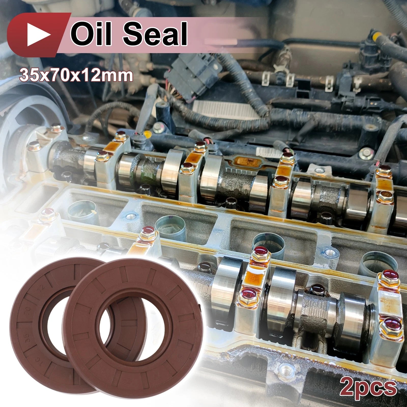 2X Oil Seal Rotary Shaft Seal FKM Rubber 35x70x12mm for Various Models