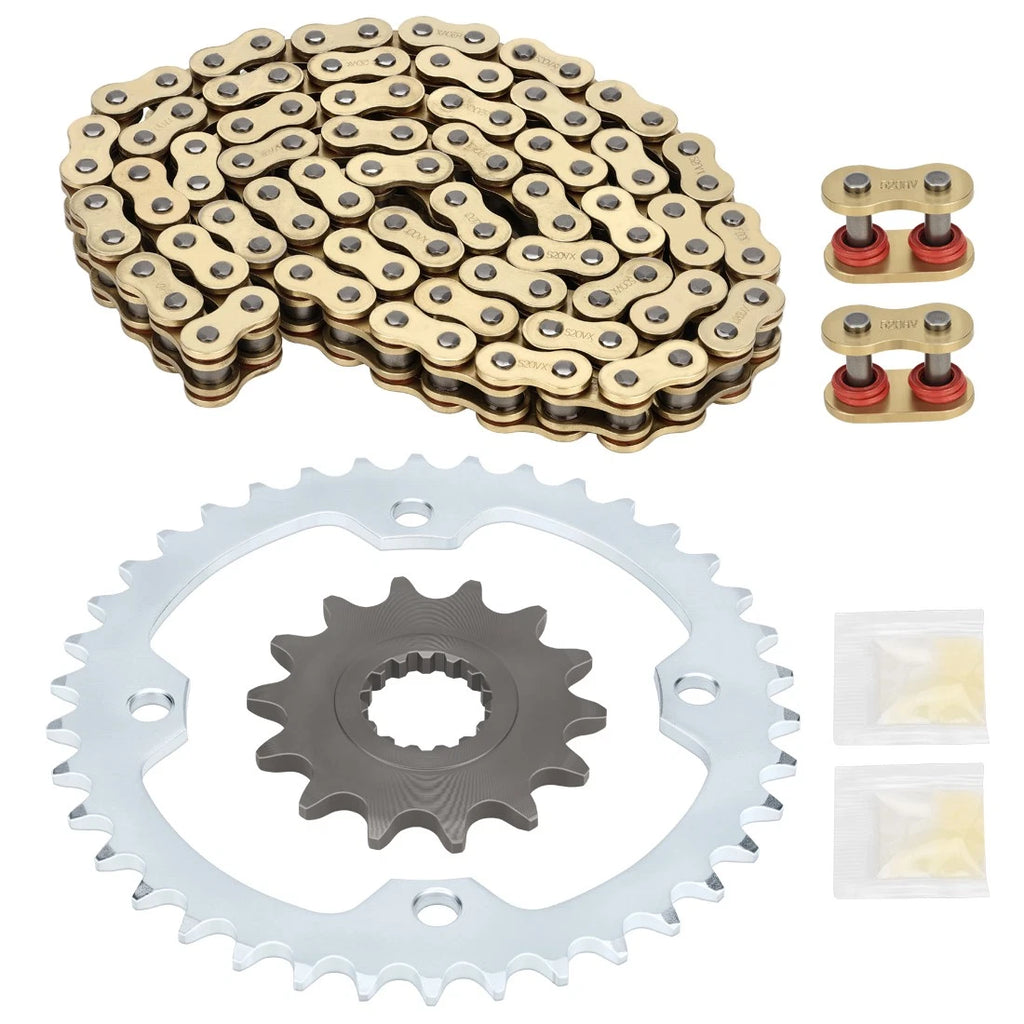Gold Drive Chain + Drive Sprocket for Yamaha Raptor 700 (2006–2024)