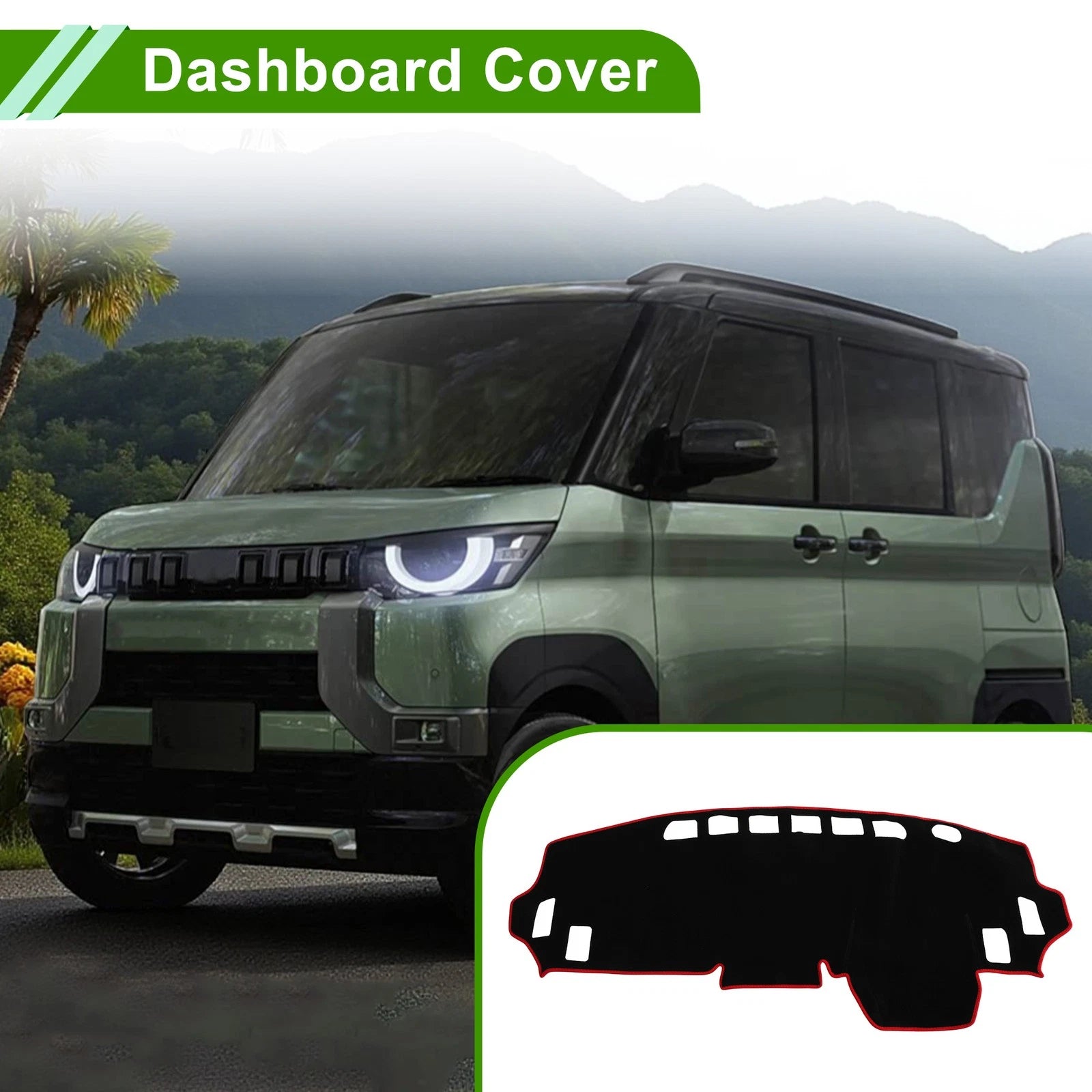 Dashboard Cover for Mitsubishi Delica Mini B34A B35A B37A (Black Red)