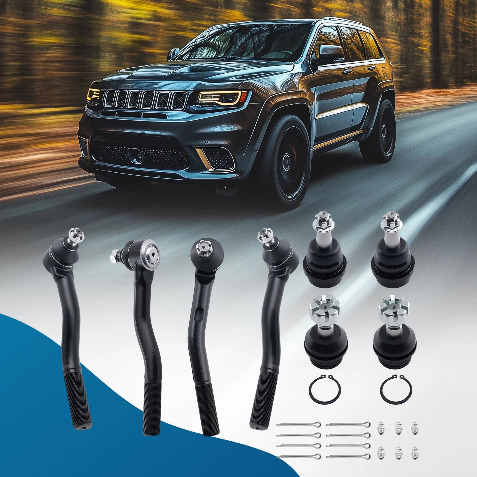 Front Upper & Lower Ball Joints Tie Rod Ends for Jeep Grand Cherokee (1999–2004)