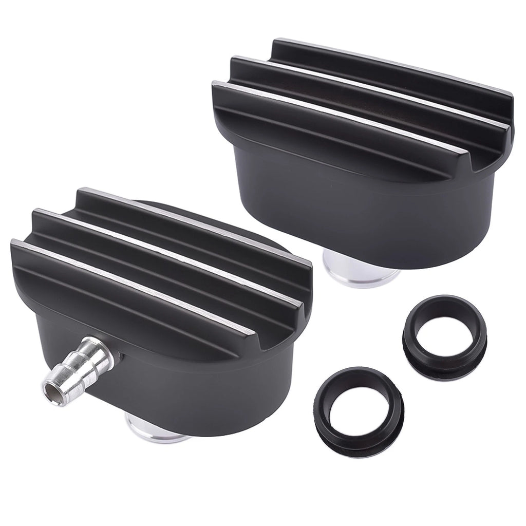 Finned Oval Black Aluminum Valve Cover Breather & PCV Valve Combo Kit for