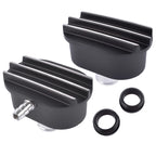 Finned Oval Black Aluminum Valve Cover Breather & PCV Valve Combo Kit for