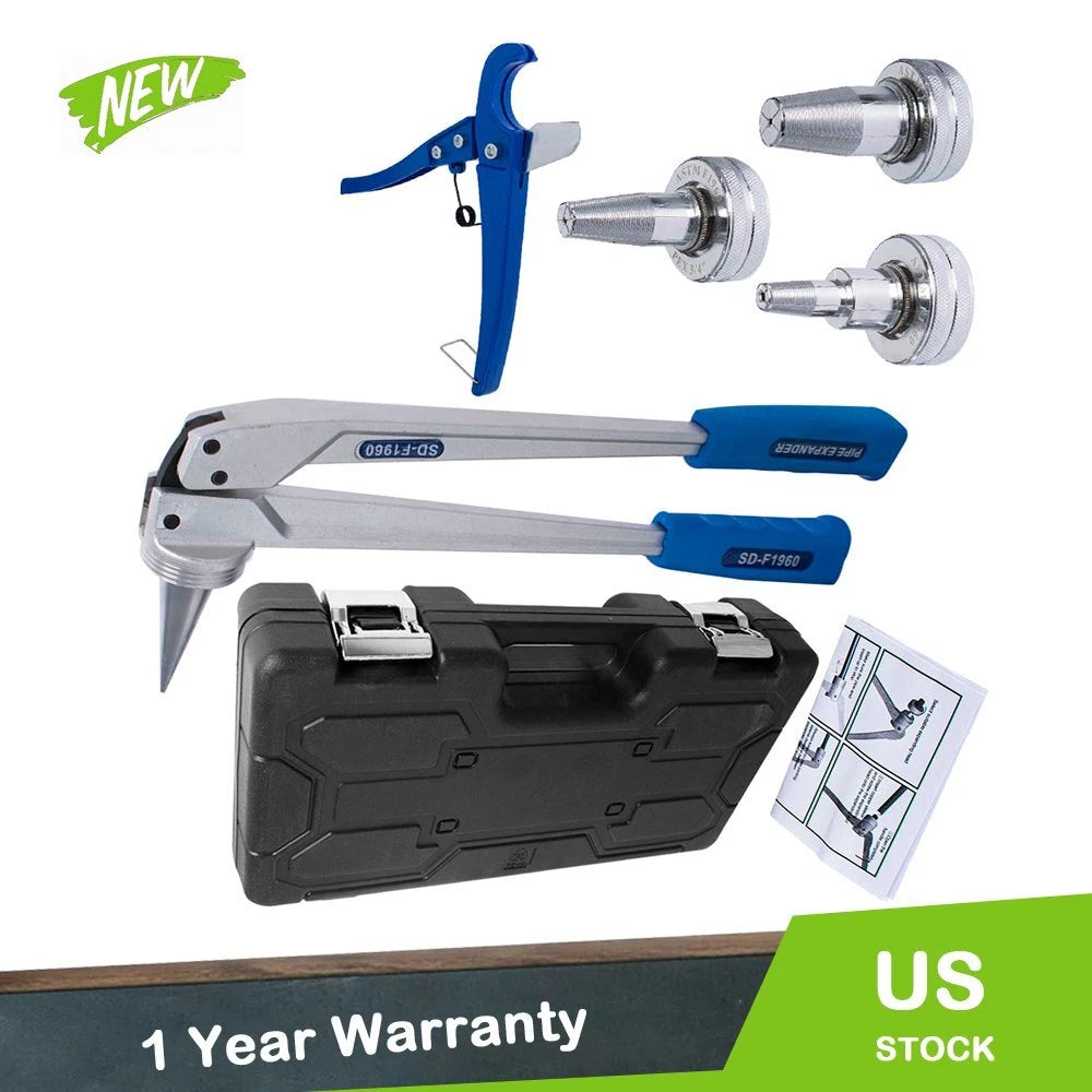PEX Expander Tool Kit for PEX Pipe (1/2", 3/4", 1")