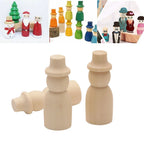 Set of 5 Unpainted Wooden Peg Dolls Toy Figures 65x25mm