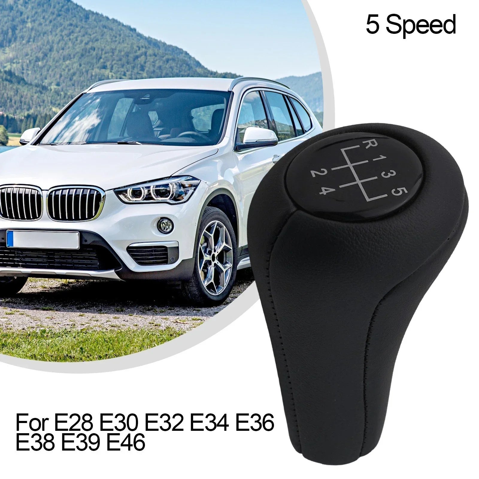 5-Speed Gear Shift Knob Ball Leather Plastic for E28 X3 Z1 Z3