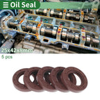 Set of 5 Oil Seal Rotary Shaft Seal FKM Rubber 25x42x8mm