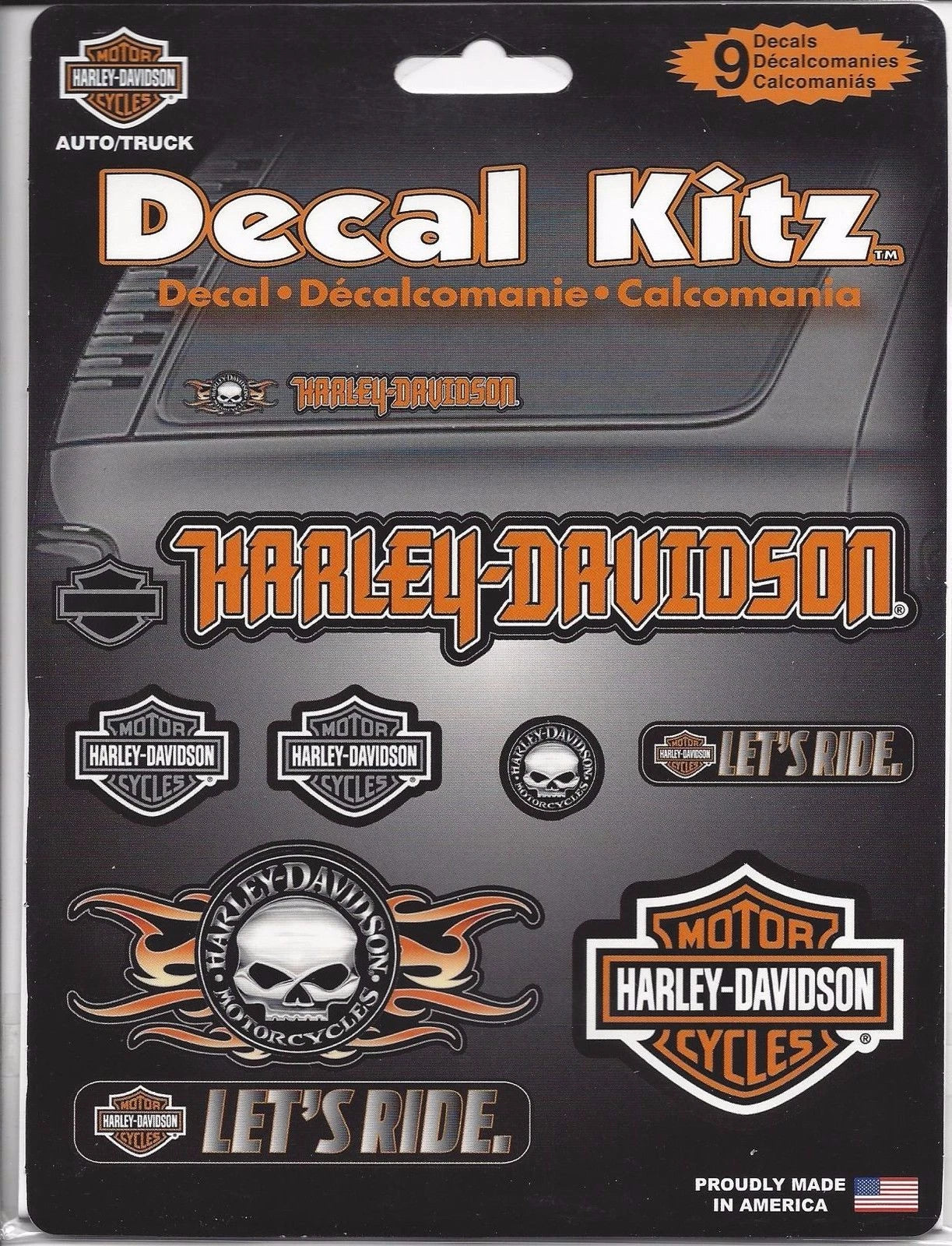 Decal Kit for Harley Davidson Motorcycle (Willie G Skull, Let's Ride)
