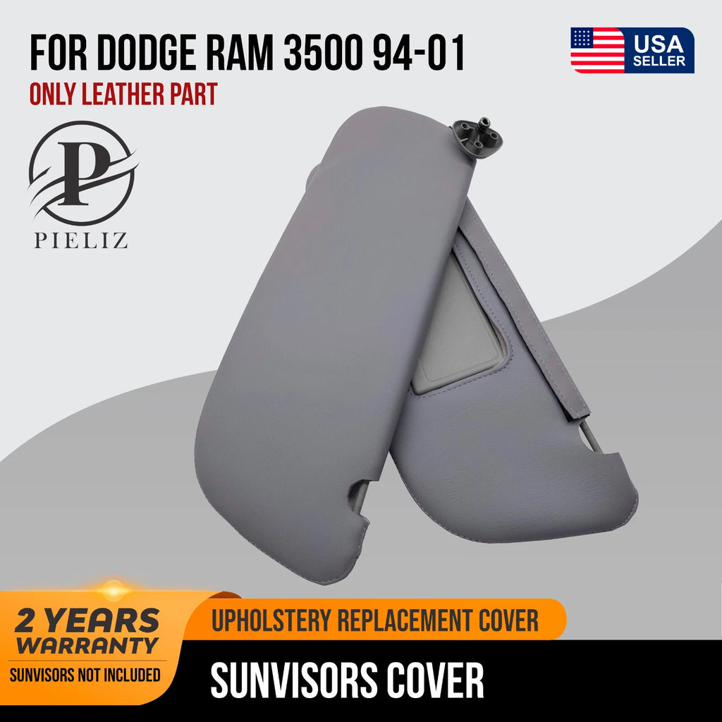 Sun Visor Cover Skin for Dodge Ram 3500 (1994–2001) Gray PVC Leather