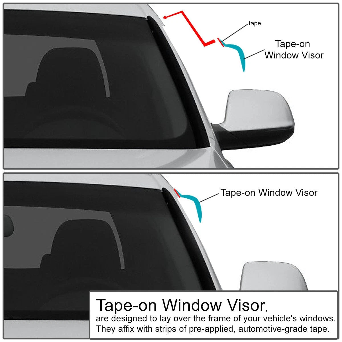 Smoke Tint Window Visor for Honda Civic Coupe 2012–2015