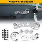 Set of 2 Window Winder Crank Handle Knobs for Car Manual (Silver Aluminum)