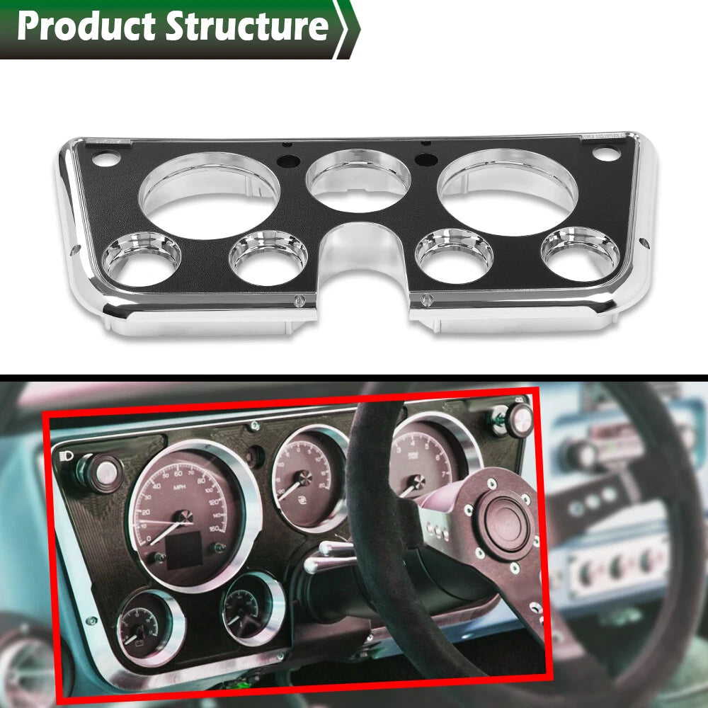 Dash Bezel for Chevy C10 Truck (1967–1972) Black/Chrome 7 Hole
