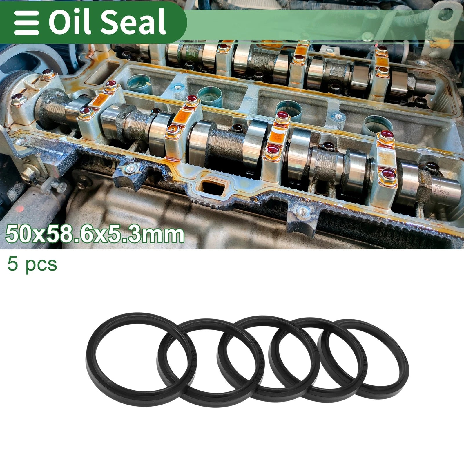 Set of 5 Oil Seal Rotary Shaft Seal NBR Rubber 50x58.6x5.3mm