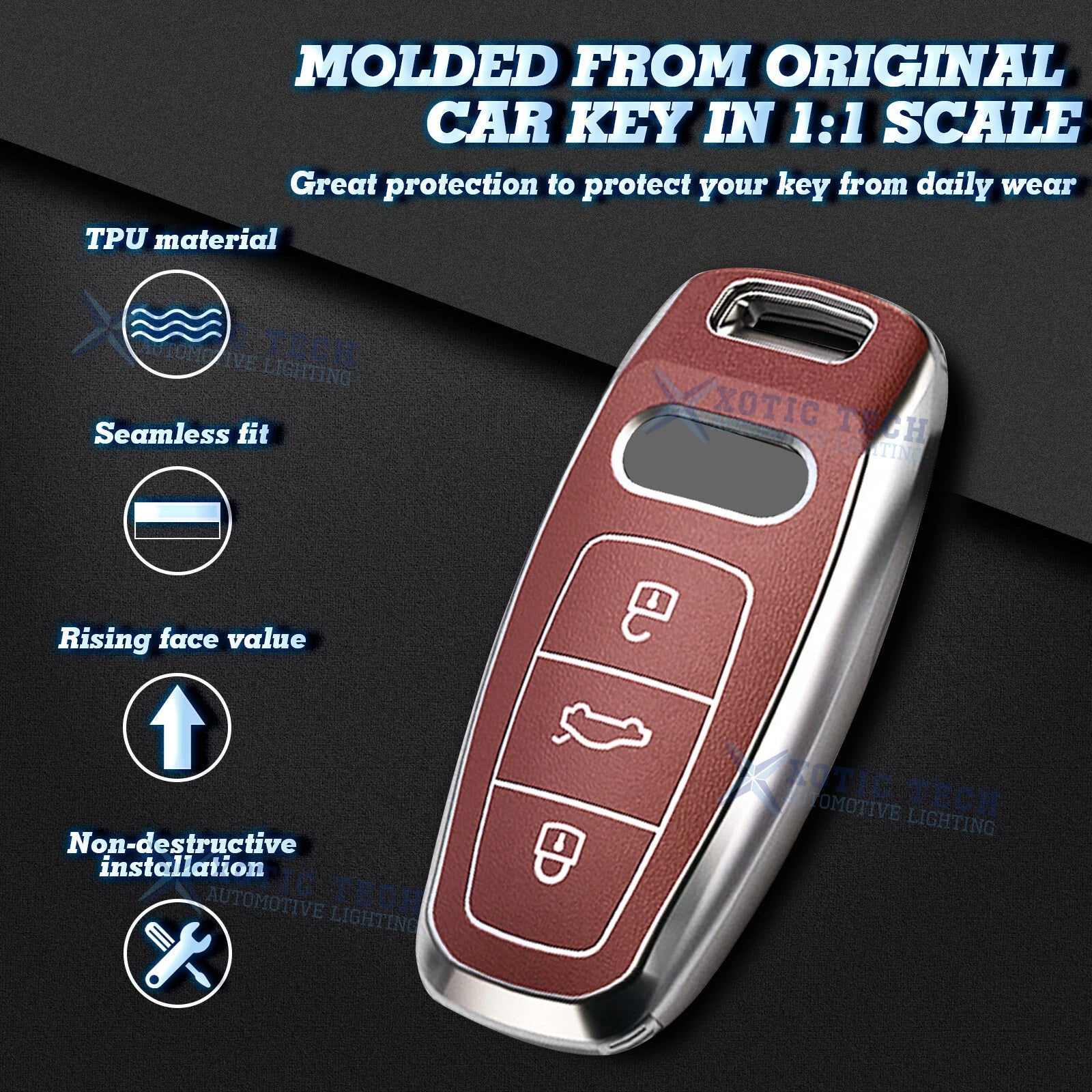 Full Seal TPU Remote Smart Key Fob Case for Audi (2013-2020)