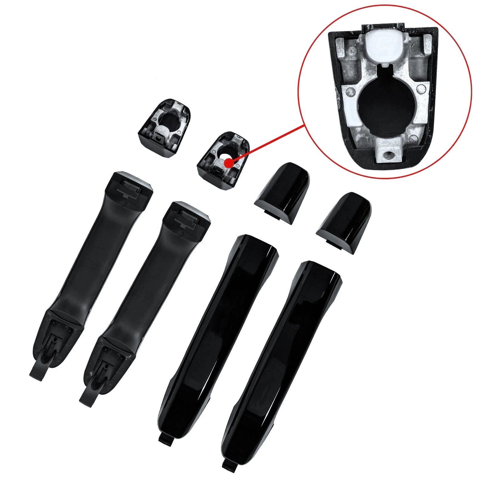 Set of 4 Exterior Door Handles for Chevrolet Silverado/Sierra (2014–2019) Gloss Black
