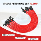 Set of 4 Red 10.2mm Racing Spark Plug Wires for Ford 5.0L 5.8L