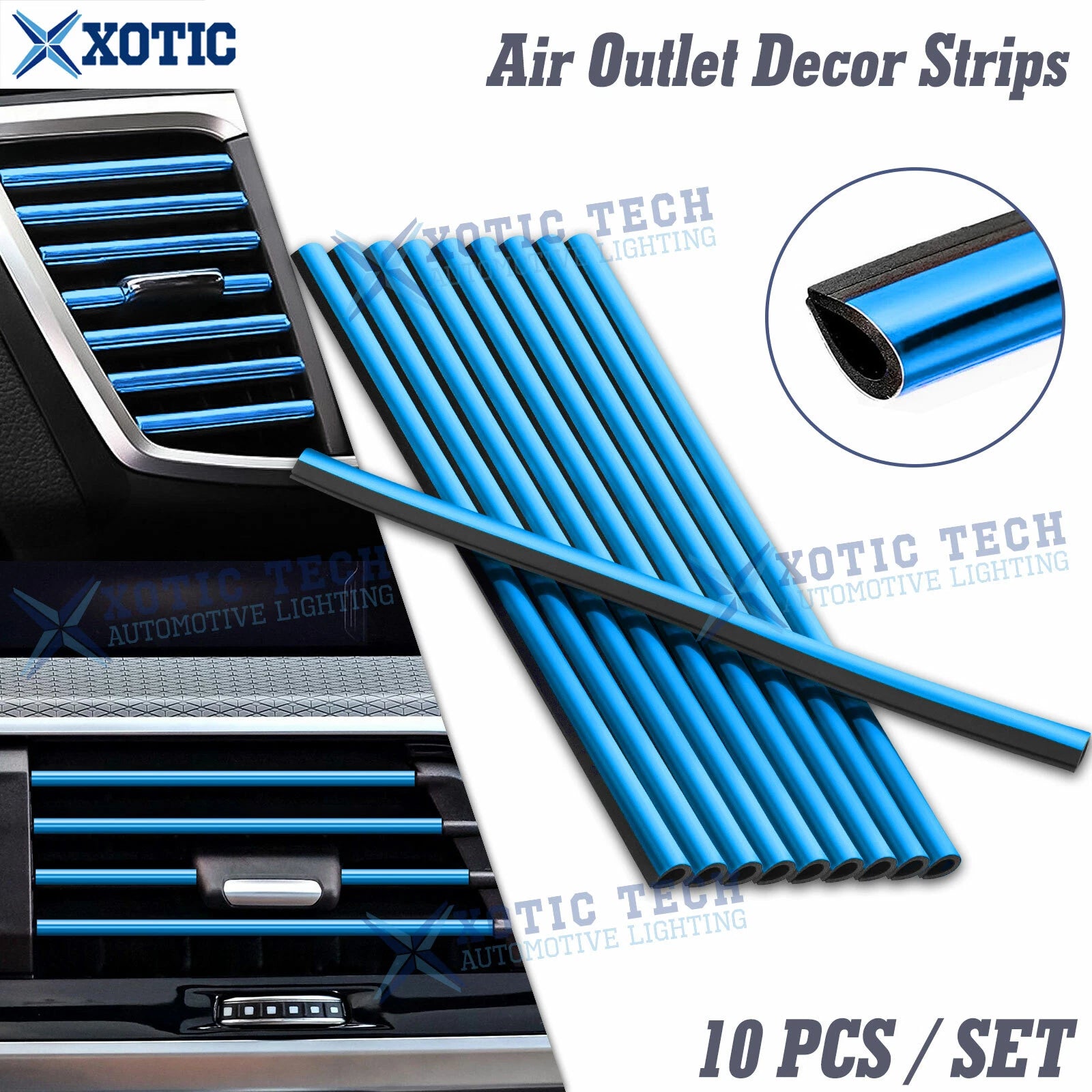 Blue Interior Air Vent Outlet Strip Cover for Universal (Universal)