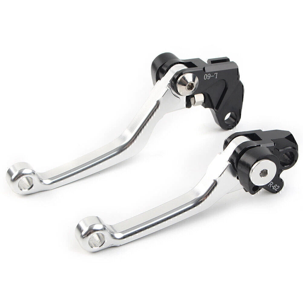 Pair Silver Pivot Brake Clutch Levers for Suzuki RM85 RM125 RM250 (2001–2023)
