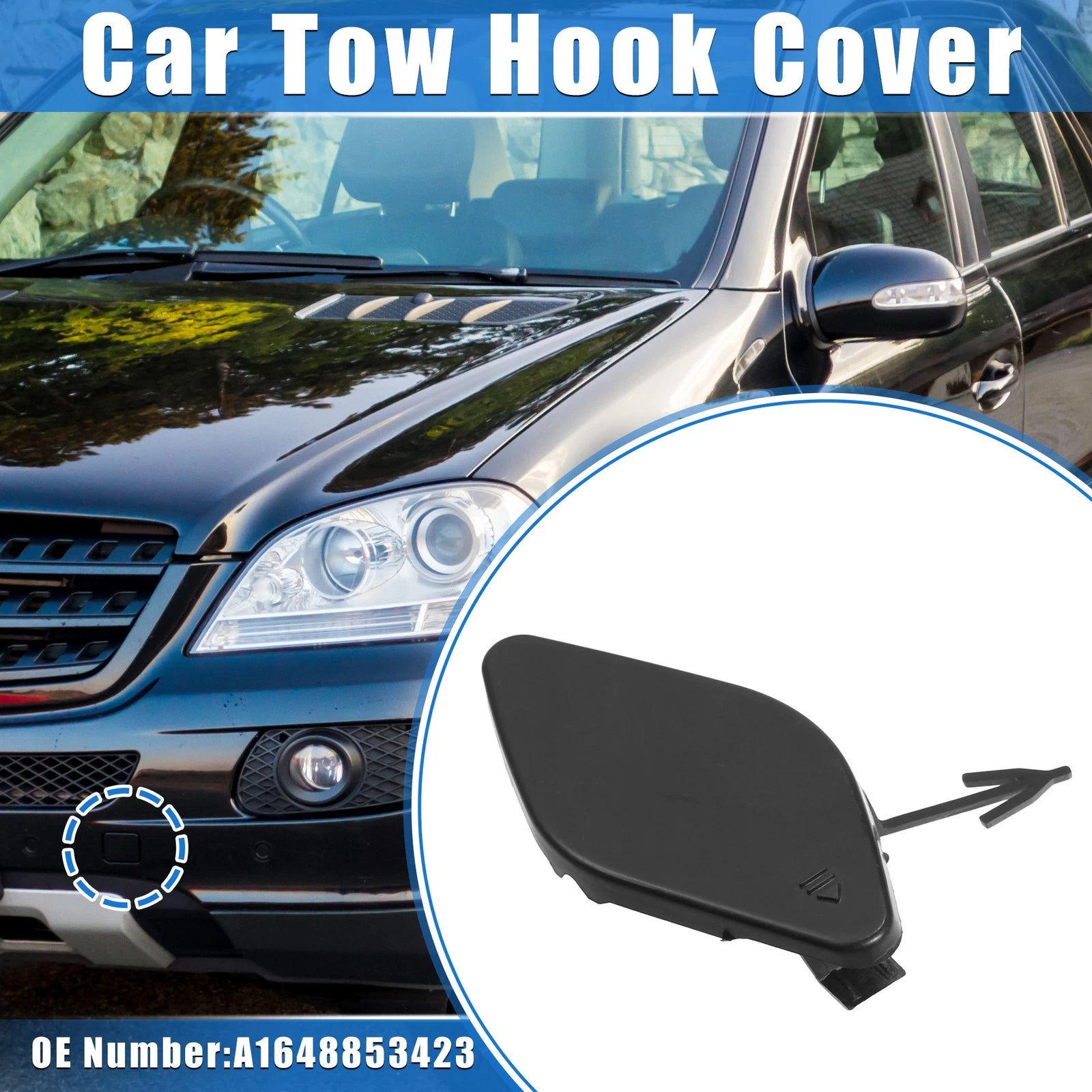 Tow Hook Eye Hole Cover Cap for Mercedes-Benz ML 550 (2006–2011) Black