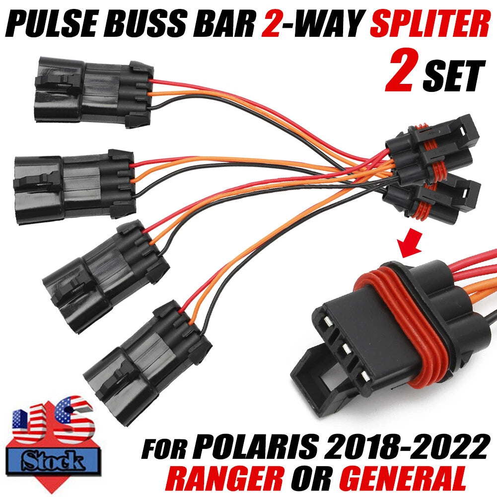 2x Pulse Buss Bar Plug 2-Way Splitter Wire for Polaris Ranger (2018–2022)