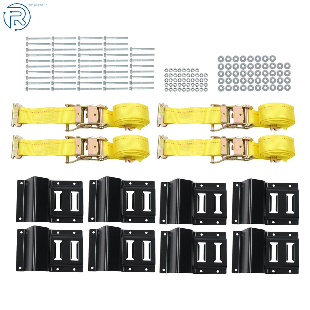 Set of 4 Durable 9' Wheel Tire Tie Down Ratchet Straps for Trailers UTV