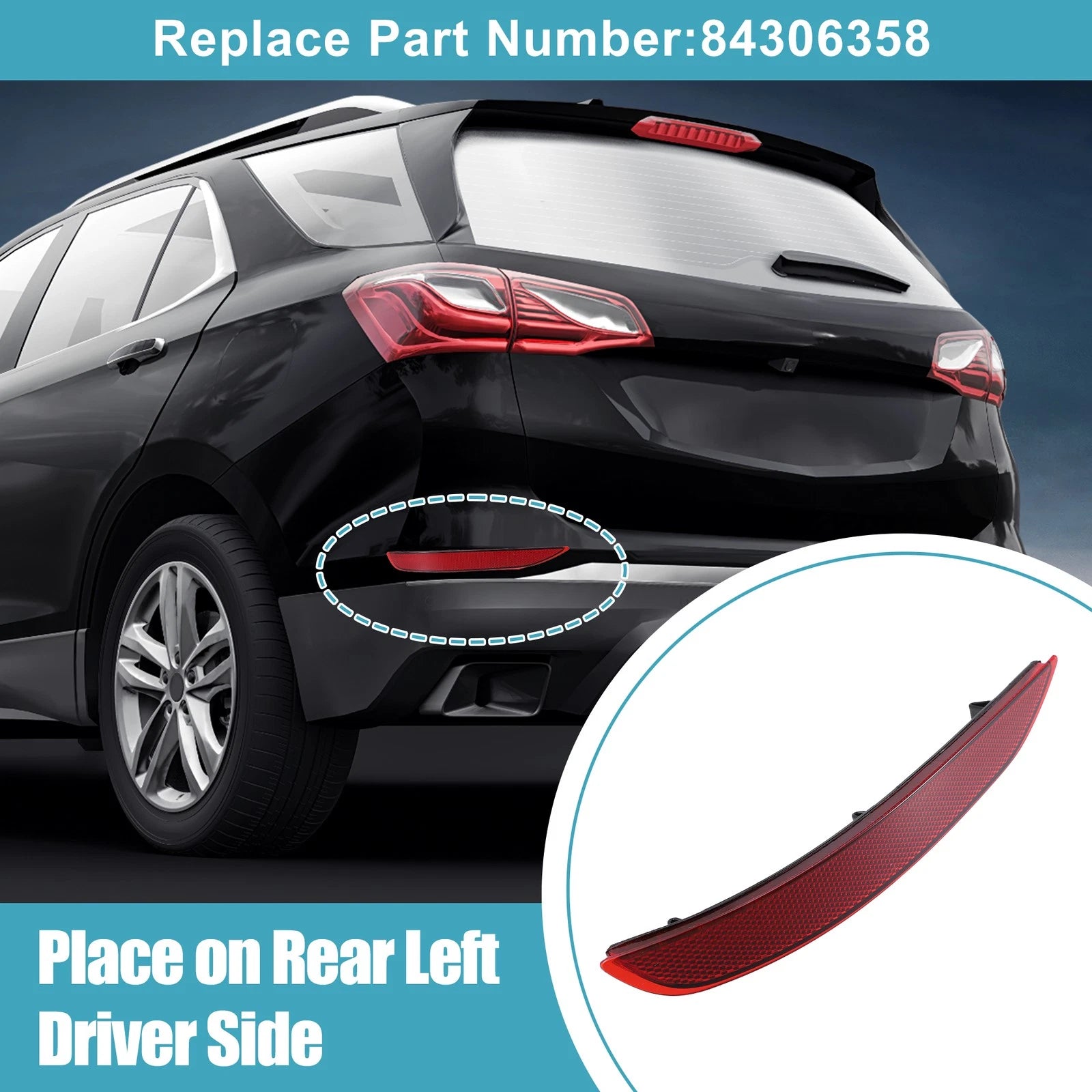 Left Side Rear Bumper Reflective Strip 84306358 for Chevrolet Equinox (2018–2022)