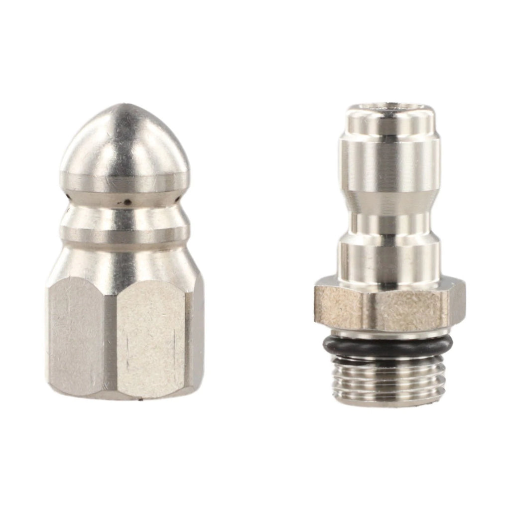 Set of 2 Stainless Steel High Pressure Sewer Jet Nozzles for Drain Cleaning