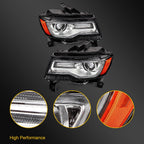 2Pcs LED DRL Projector Headlights for Jeep Grand Cherokee (2014–2016)