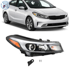 Black Housing Headlight for Kia Forte/Forte5 (2017–2018) Halogen RH