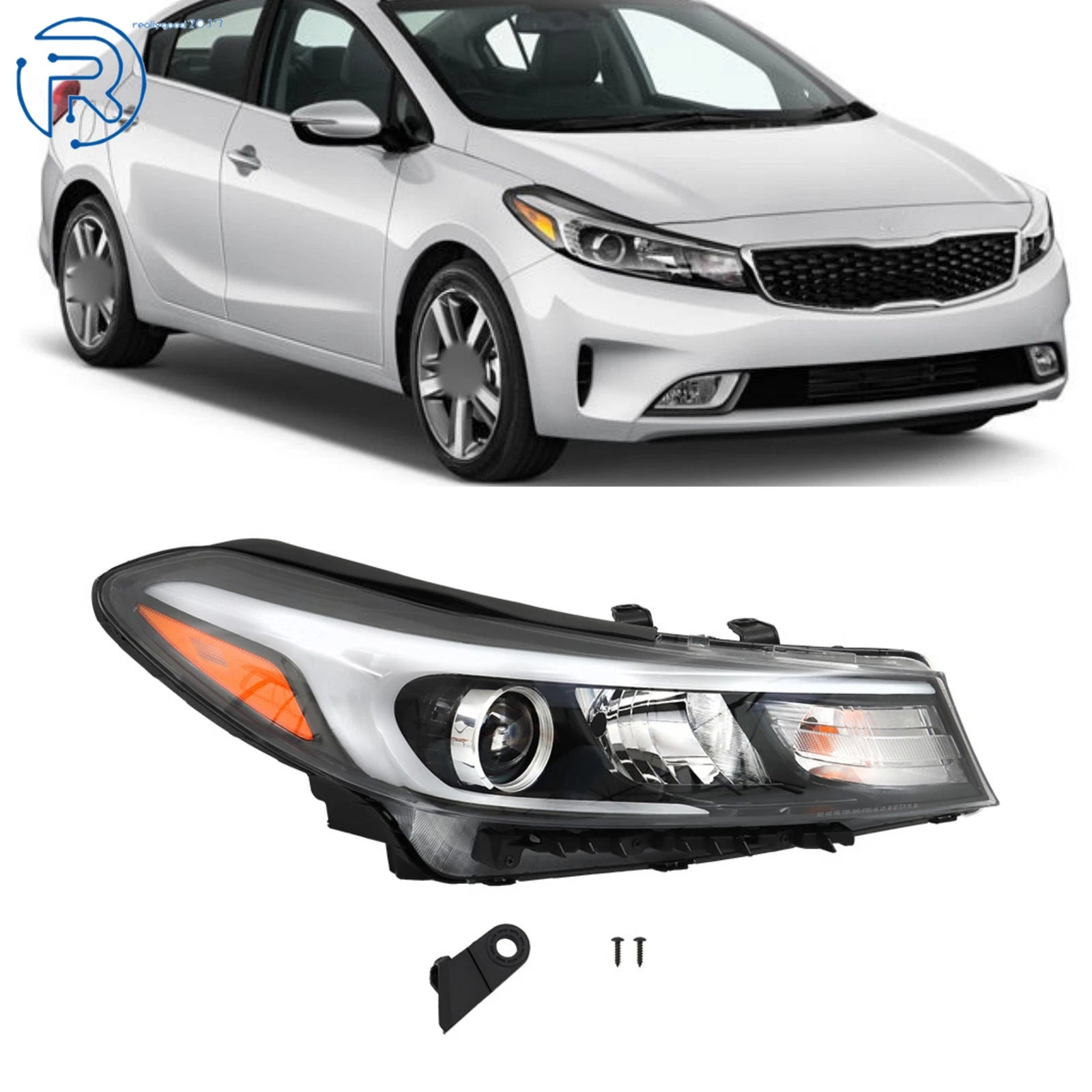 Black Housing Headlight for Kia Forte/Forte5 (2017–2018) Halogen RH
