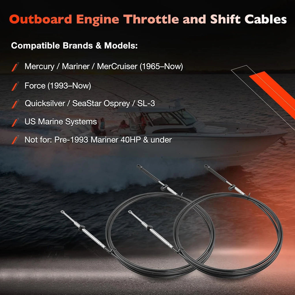 2Pcs Throttle Shift Control Cables for Mercury MerCruiser (GEN 1)