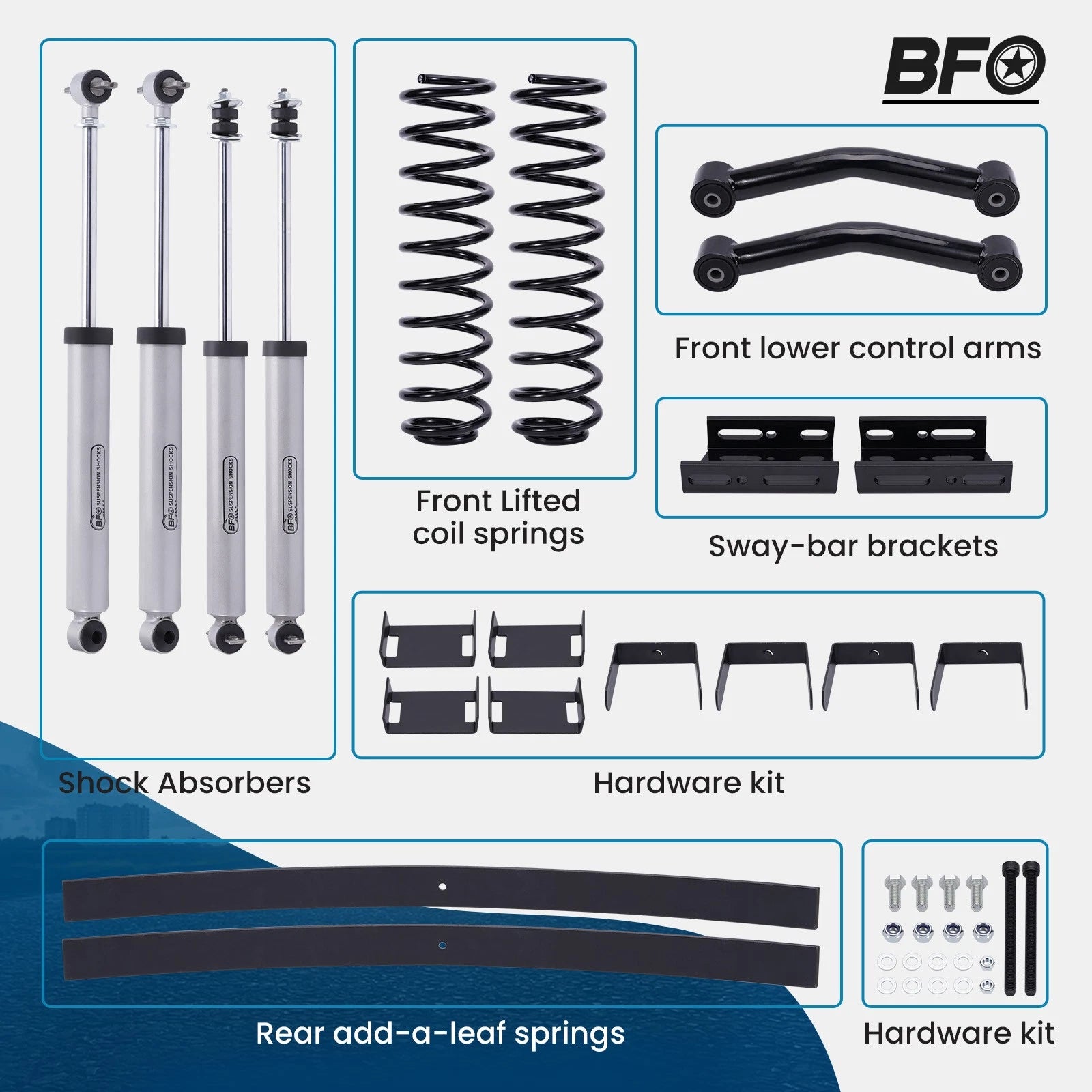 3" Lift Kit with Add-a-leaf Springs for Jeep Cherokee XJ (1984–2001)