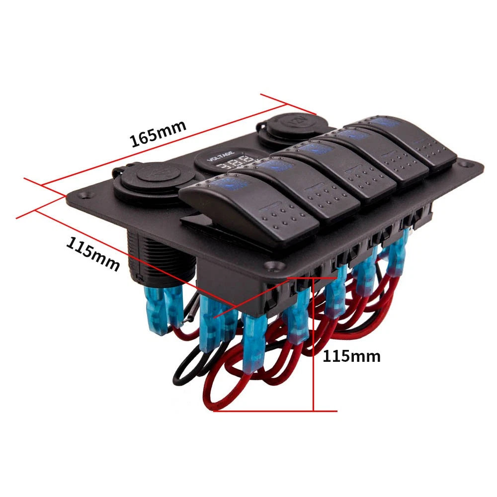 5 Gang Toggle Switch Panel for Car Boat Marine