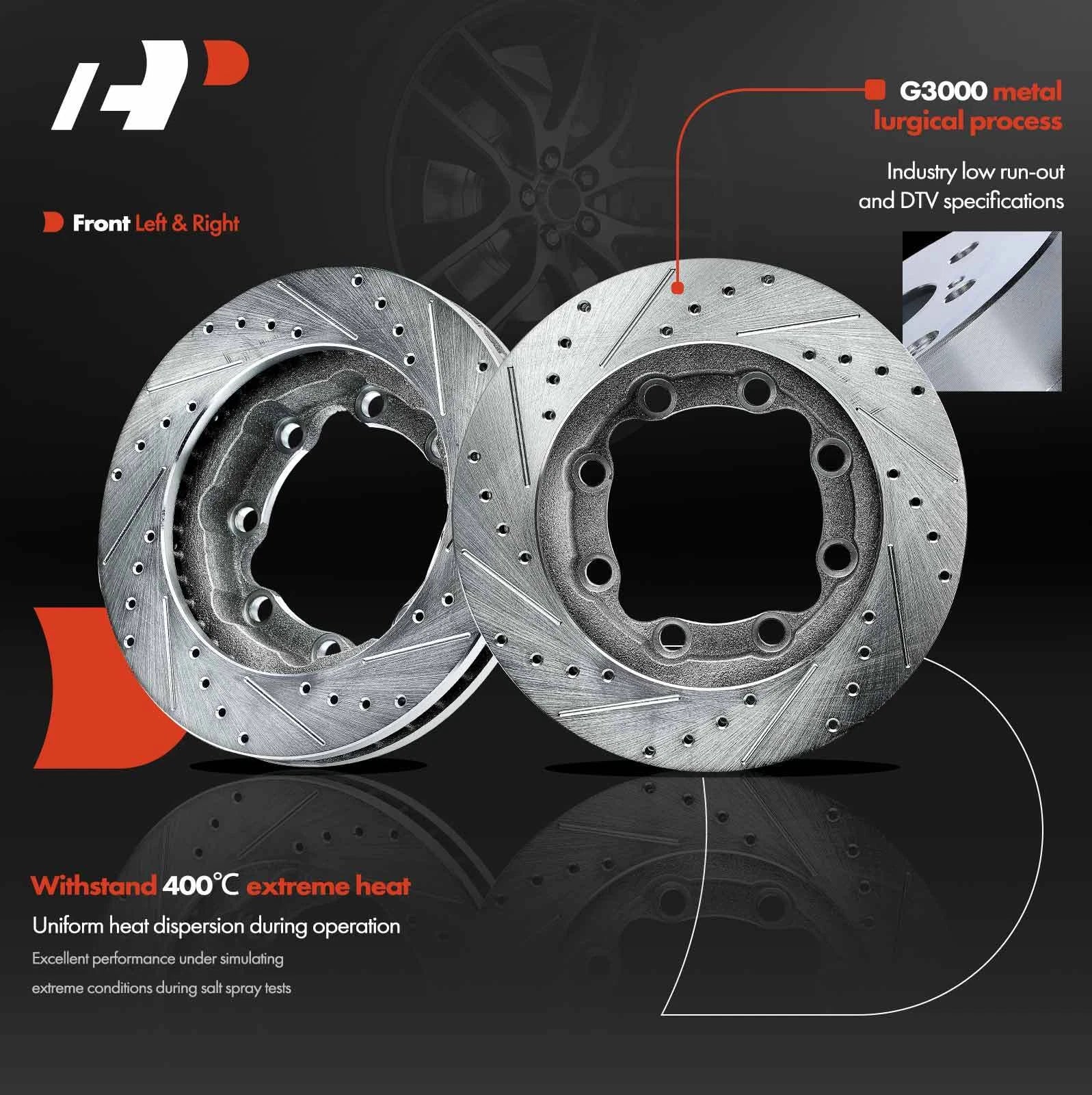 Drilled Brake Rotors for Dodge Ram 2500 3500 Chevrolet K3500 GMC