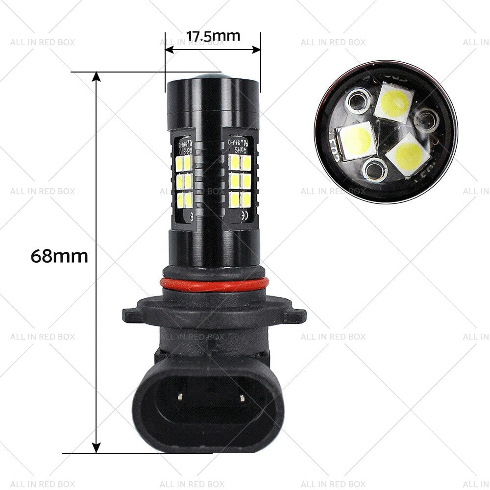 2X 9006 HB4 LED Fog Light Bulbs 6000K White 3030 21 SMD for