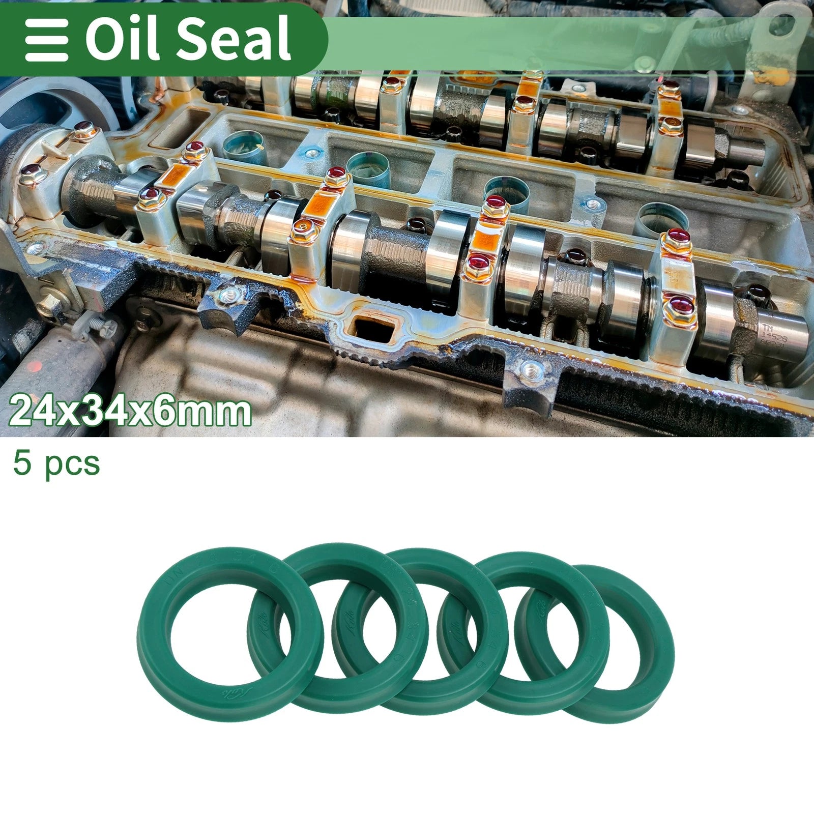 Set of 5 Oil Seal Ring 24x34x6mm for Rotary Shaft (High Pressure)