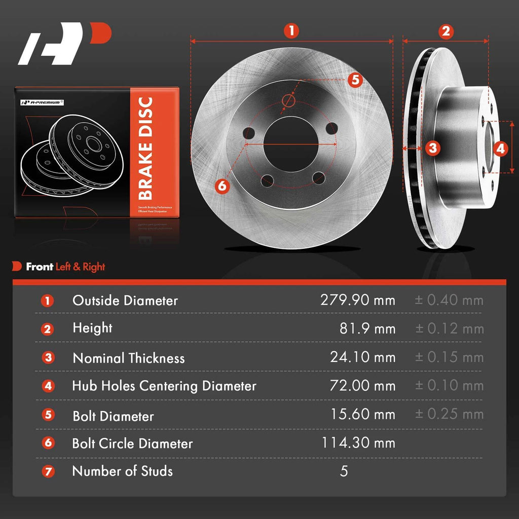 Front Disc Brake Rotors for Jeep Cherokee Wrangler Comanche (1984-2001)