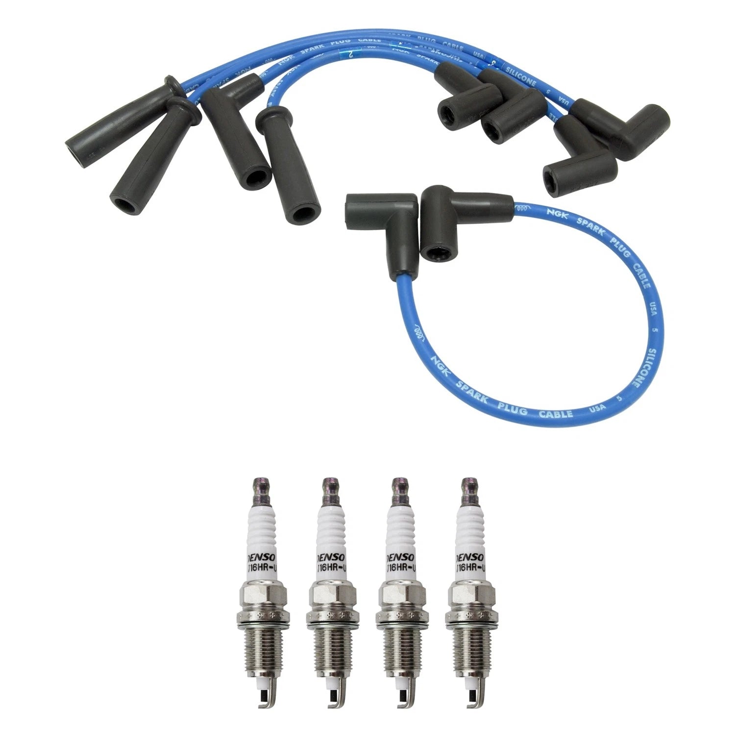 NGK 7mm Wire Set & Denso Nickel Spark Plug Kit for Dakota Cherokee Wrangler (1997–2004)