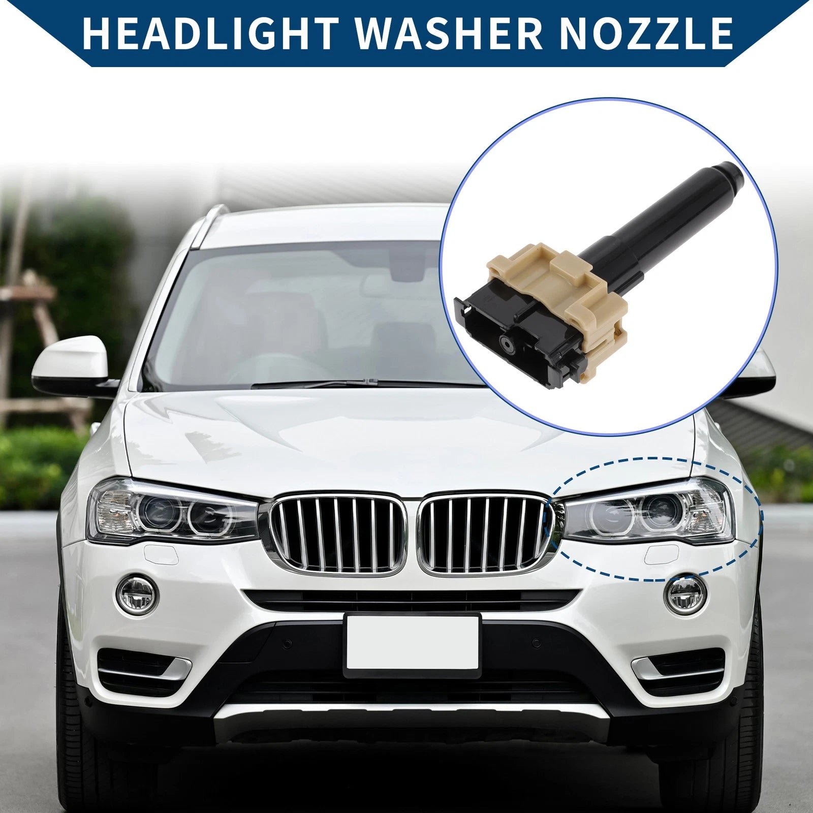 Front Driver Side Headlight Washer Nozzle for Toyota Land Cruiser (2008–2021) No.852080G040