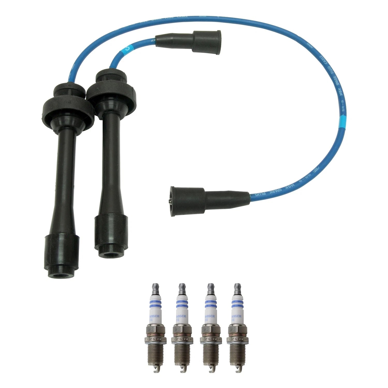 NGK Wire Set & Bosch 4 Double Platinum Spark Plugs for Miata Protege (L4)