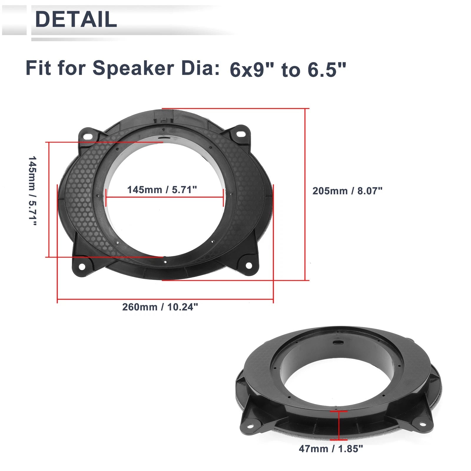 Set of 2 Speaker Spacer Rings for Toyota 6x9" to 6.5"