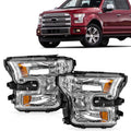 Headlight Without Bulbs for Ford F150 (2015–2017) Chrome Housing Amber Corner