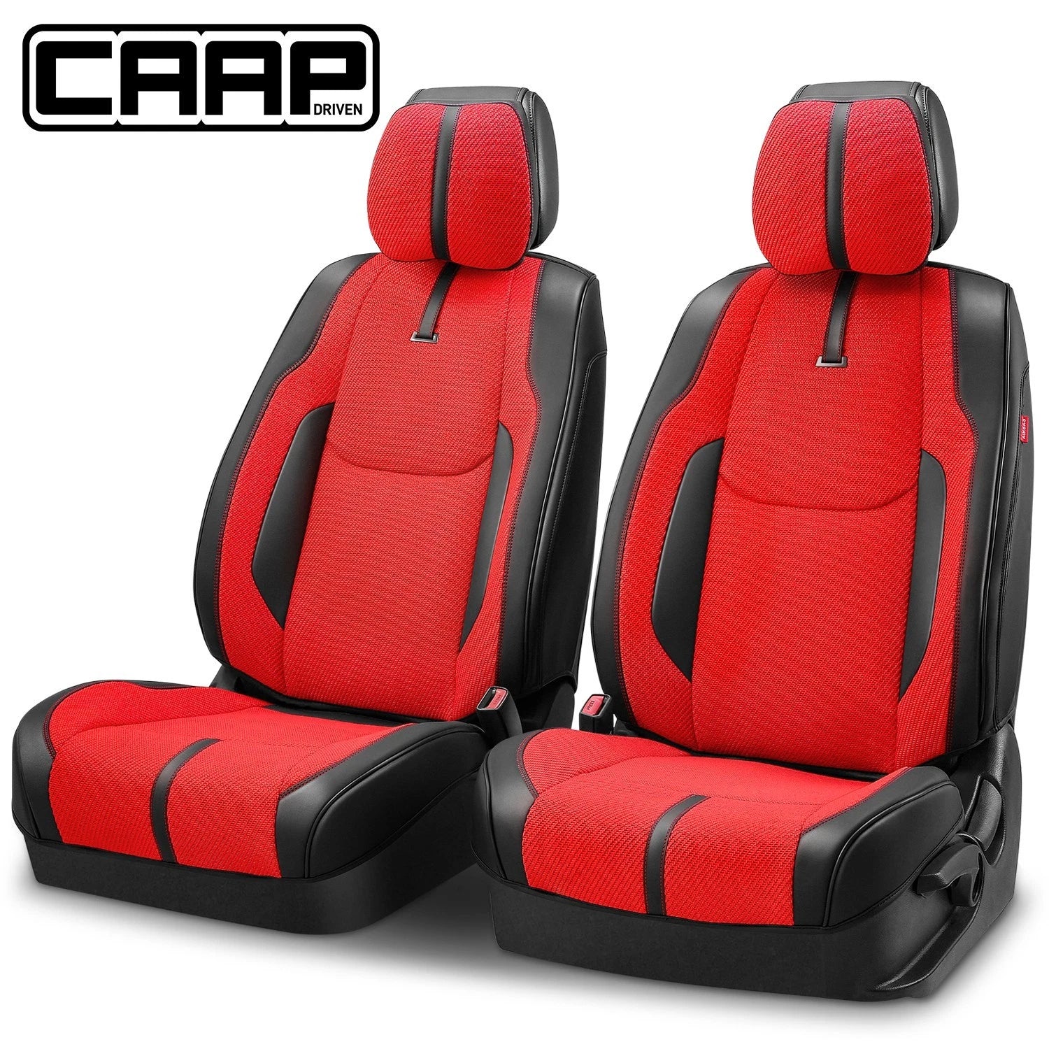 Set of 2 CAAP Drive Series Front Row Seat Covers for Truck Car Red/Black