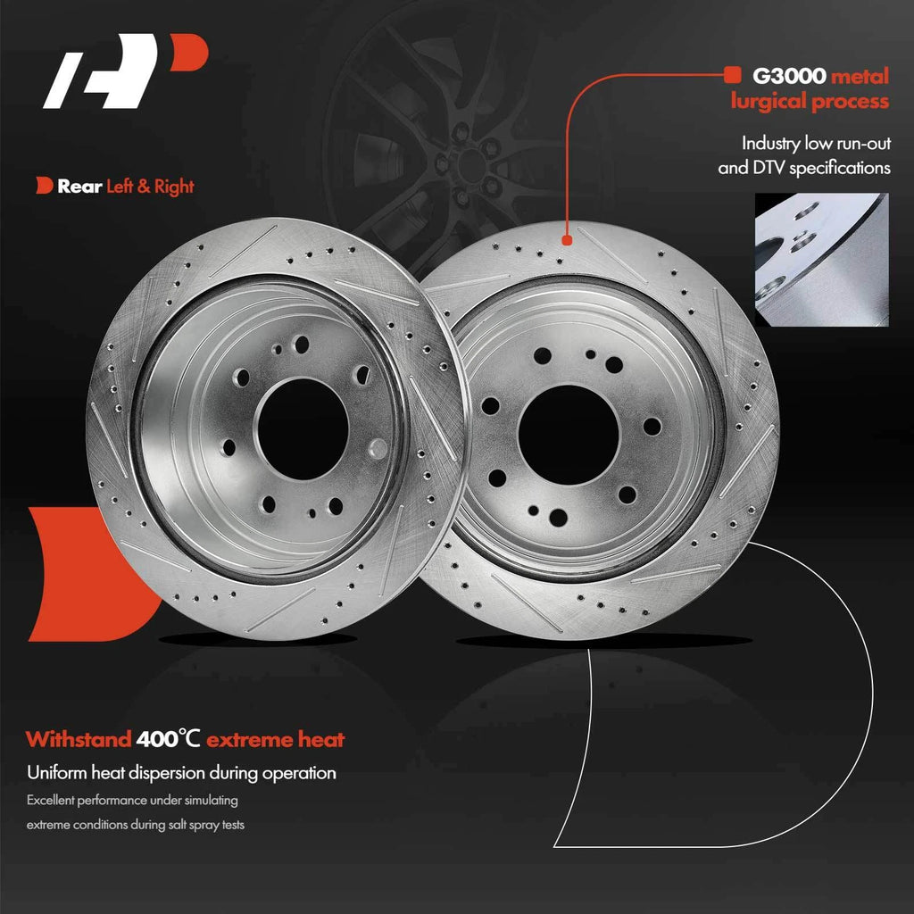 Rear Drilled Brake Rotors & Pads for Ford F-150 Lincoln Mark LT (2004–2008)
