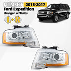 Halogen Headlight Projector Pair for Ford Expedition (2015–2017) w/Bulb