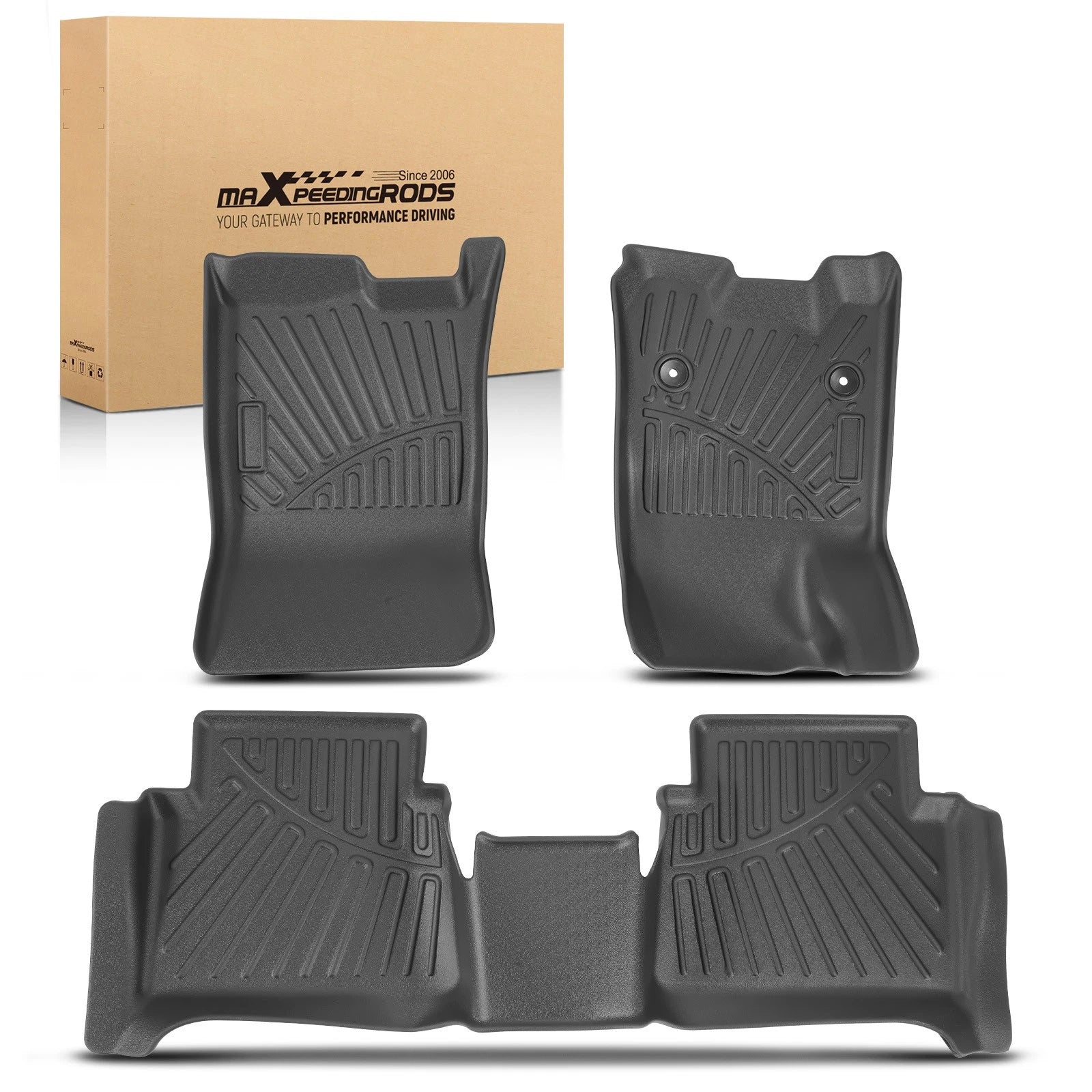 3X Front & Rear Floor Mats Liners for Chevy Colorado (2023–2025) Black Rubber