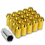 20 PCS Closed End M12x1.25 50mm Tall Gold Aluminum Lug Nuts + Adapter