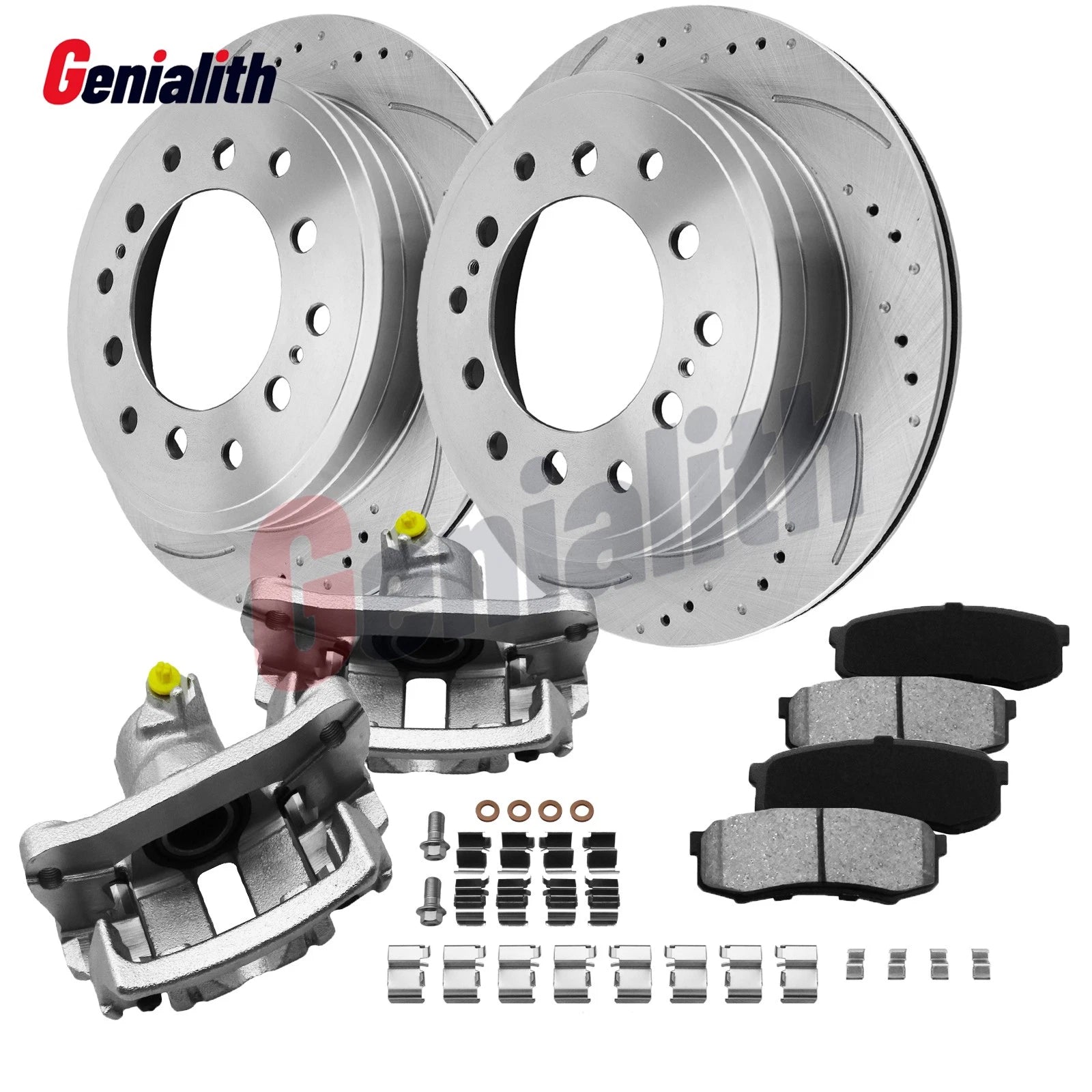Rear Drilled Slotted Brake Rotor Pads + Caliper for Toyota 4Runner (2003–2009)